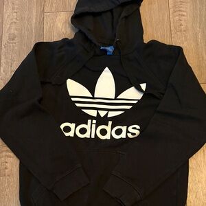 Adidas Black Hoodie with White Trefoil Logo